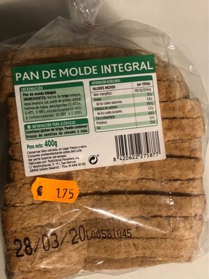 Pan de molde integral - 8420622275877