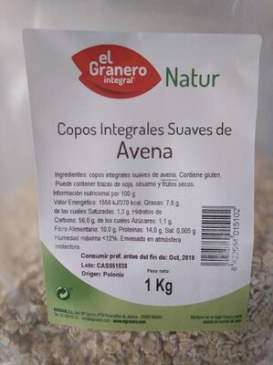 Copos integrales suaves de avena - 8422584015102