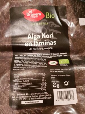 Algae Nori en laminas - 8422584026283