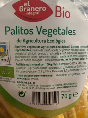 Palitos vegetales - 8422584058314