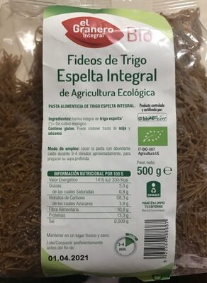 Fideos de trigo espelta integral - 8422584088687