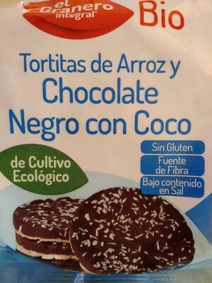 Tortitas de arroz y chocolate negro con coco - 8422584088908