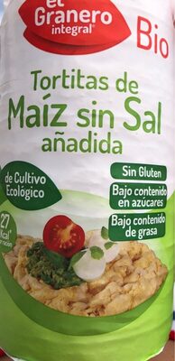 Tortitas de maiz sin sal añadida - 8422584089943