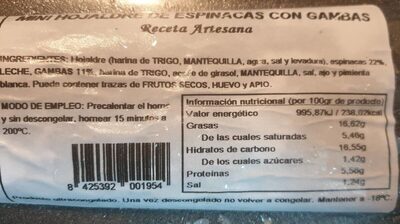 Mini hojaldre de espinacas con gambas - 8425392001954