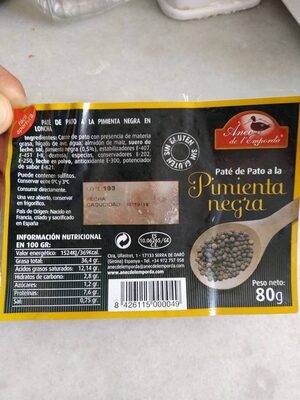 Paté de Pato a la Pimienta negra - 8426115000049