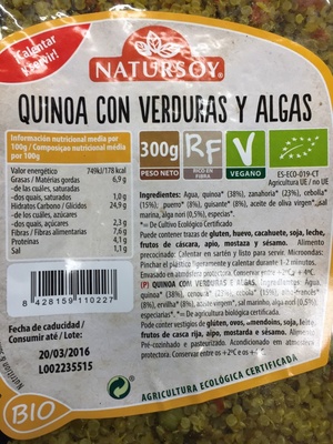 Quinoa con verduras y algas - 8428159110227