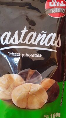 Castañas peladas y tostadas