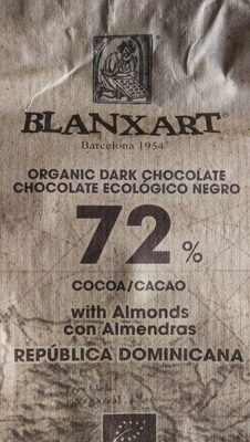 Dark chocolate 72% with almonds - 8436006832956