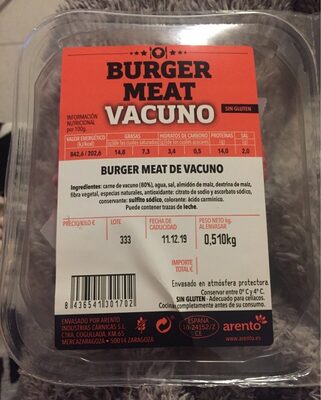 Burger meat vacuno - 8436541301702