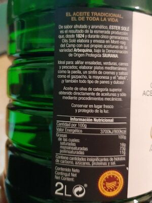 Aceite de oliva virgen extra arbequina Siurana - 8437001404025