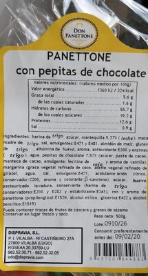 Panettone con pepitas de chocolate - 8437001844883