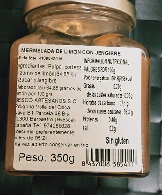 Mermelada limón con jengibre - 8437006385411