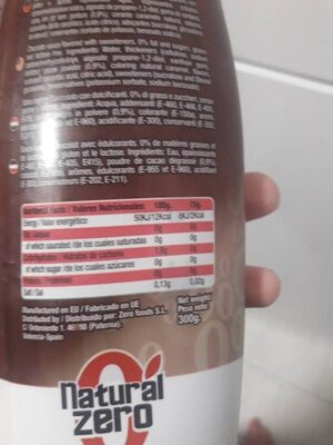 Natural Zero Sirope Chocolate 320G - 8437015195063