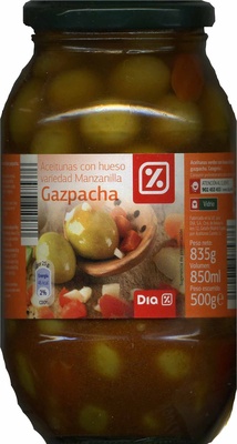 Aceitunas verdes partidas aliñadas a la gazpacha Dia Variedad Manzanilla - 8480017075376