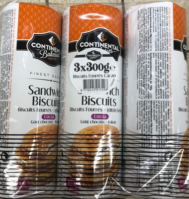 Biscuits fourrés chocolat 1er prix , lot de 3 paquets de 300g - 8710445017298