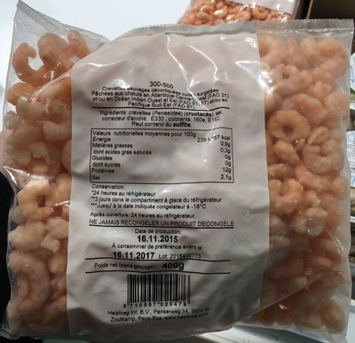 Crevettes sauvages décortiquées cuites surgelées - 8710557020476