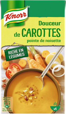 Knorr Soupe Liquide Douceur de Carottes Pointe de Noisette Brique 4 Portions 1L - 8710908948336