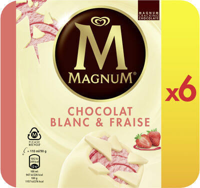 Magnum Batonnet Glace Chocolat Blanc Fraise x6 660ml - 8712100494376