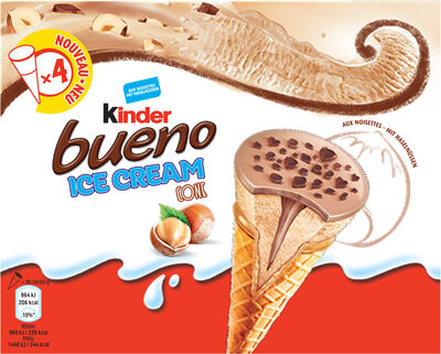 KINDER Bueno Glace Cornet aux Noisettes et Chocolat 360ml x4 - 8714100896006