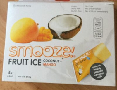 Smooze! Fruit Ice Pops Coconut + Mango 5X65ML - 8886303245421