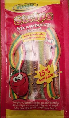 Sour Strawberry Strips 85g Beutel Woogie - 9002859079375