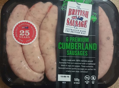6 Premium Cumberland Sausages - 9321941002245