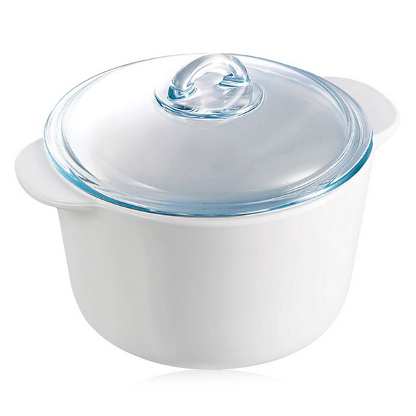 Casserole with glass lid Pyrex Pyroflam White Glass - casserole