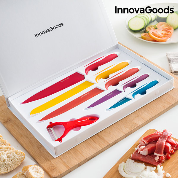 InnovaGoods Set of Ceramic Coated Knives with Peeler (6 pieces) - innovagoods