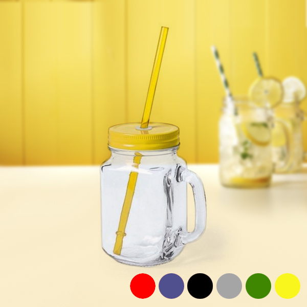 Jar with Lid and Straw (500 ml) 145494 - jar