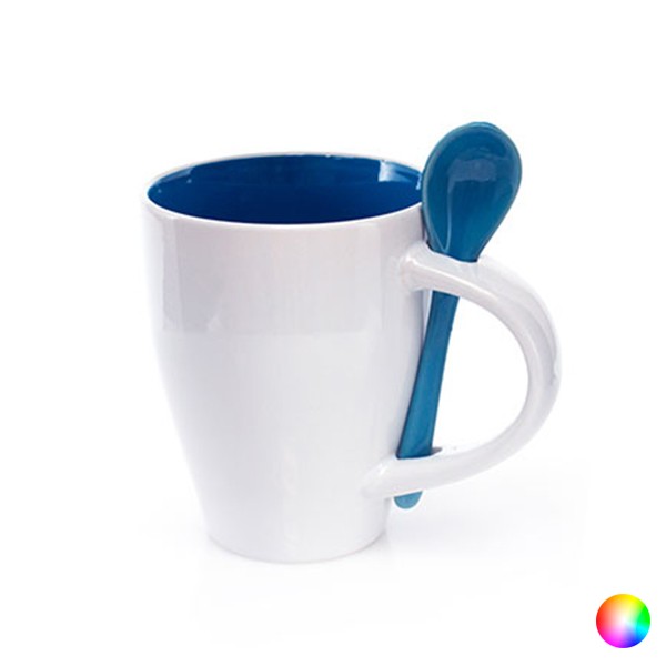 Mug with Small Spoon (350 ml) Bicoloured 149459 - mug