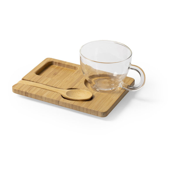 Cup with Plate 146482 Bamboo (180 ml) - cup