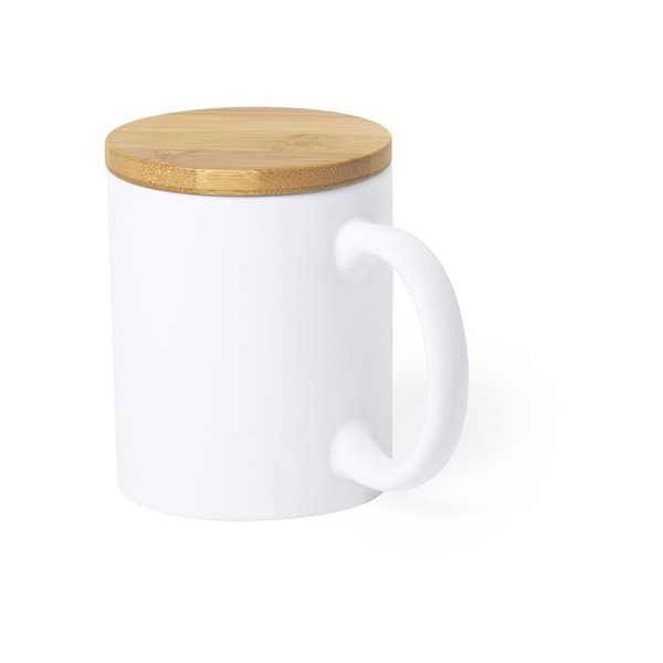Cup with lid Ceramic White 146586 (370 ml) - cup