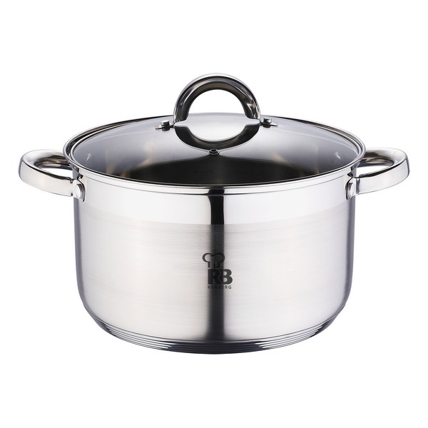 Casserole with glass lid Renberg 9 L Stainless steel Silver (28 x 16,5 cm) - casserole