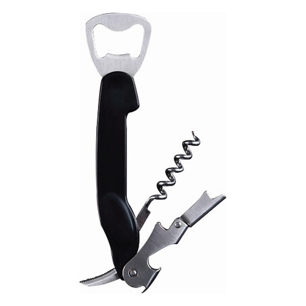 Corkscrew with foil cutter and bottle opener Masterpro Black Stainless steel ABS - corkscrew