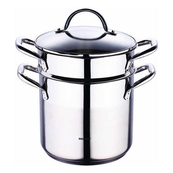 Pot with Glass Lid Bergner Stainless steel Silver (3 pcs) - pot