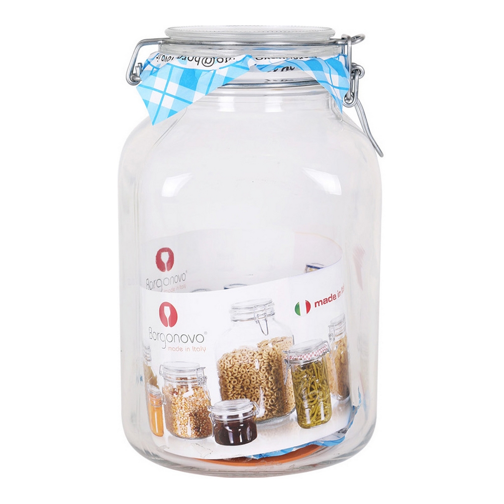 Glass Jar Borgonovo Primizie Hermetic Transparent (3,1 L) (13 x 13 x 24 cm) - glass