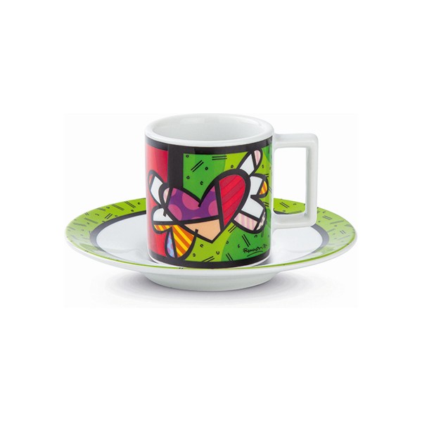 Cup with Plate Britto Heart Ceramic - cup