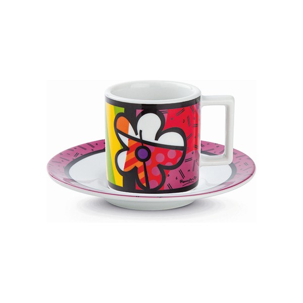 Set of Mugs Britto Flower Multicolour Ceramic (2 pcs) - set