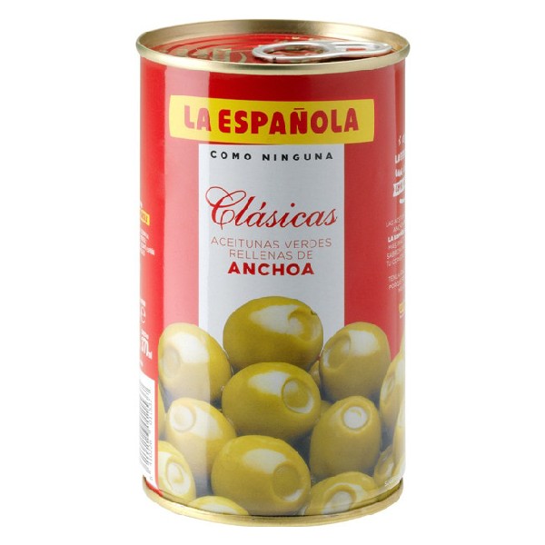 Clásicas aceitunas rellenas de anchoa lata 150 g - 8410226011537