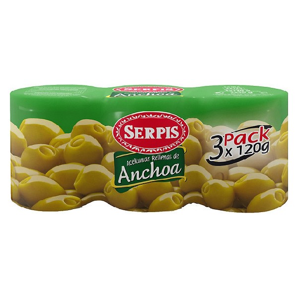 Aceitunas rellenas de anchoa pack 3 latas 50 g - 8410344212502