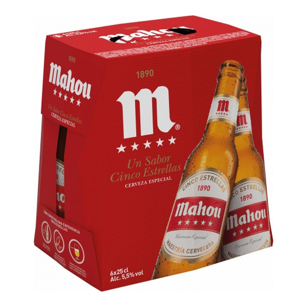 Beer Mahou 5 Estrellas (6 x 250 ml) - beer