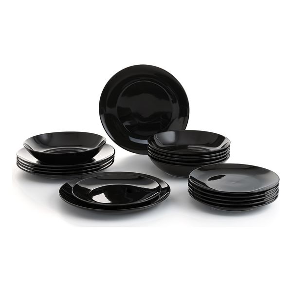 Tableware Quid (18 pcs) Black Stoneware - tableware