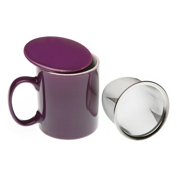 Cup with Tea Filter Lis Purple Stoneware - cup