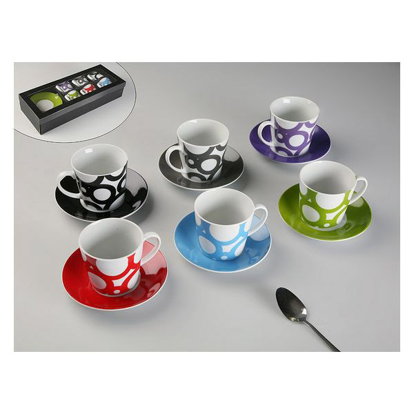 Set of 6 Cups with Plate - set