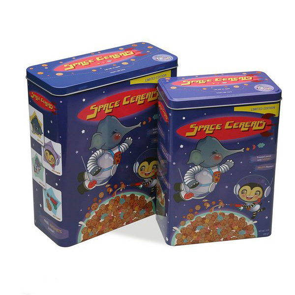 Box Space Cereals Metal Vintage (2 Pieces) (10,5 x 26,5 x 23,4 cm) - box