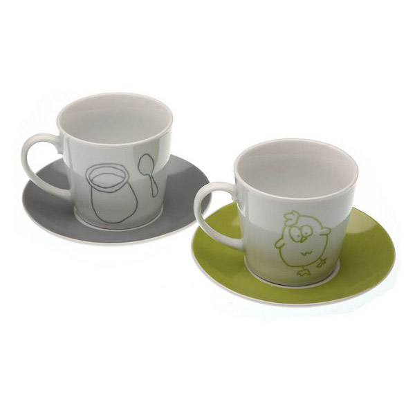 Set of 2 Cups with Plate Bon Appetit - set