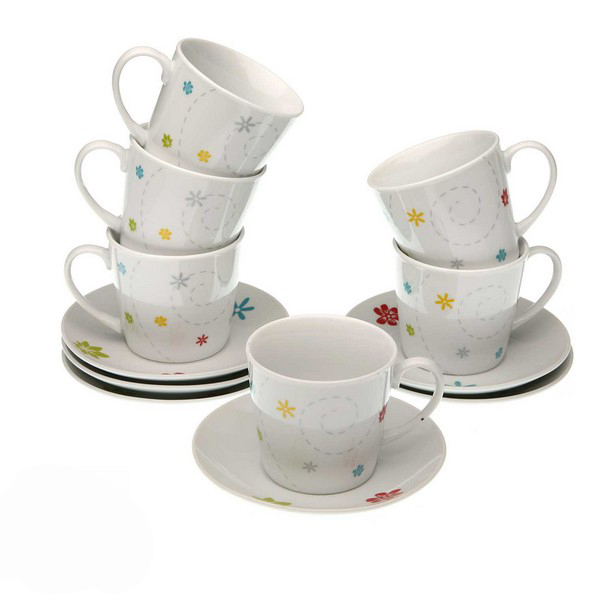 Set of 6 Cups with Plate Daisy (12 pcs) - set