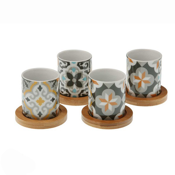 Set of Mugs with Saucers Bamboo Porcelain (8 pcs) - set