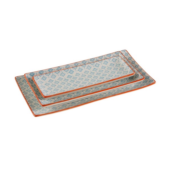 Serving Platter Blue Rectangular Porcelain - serving