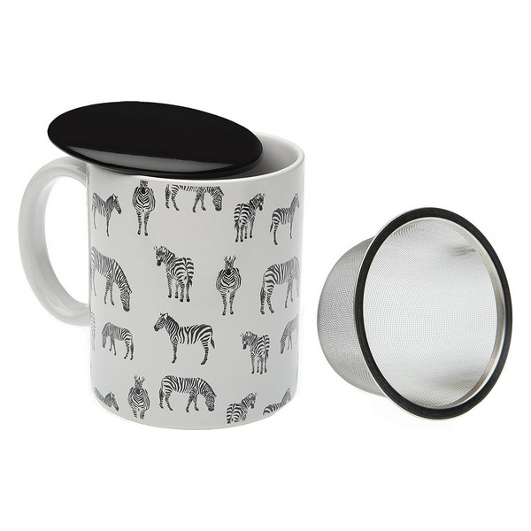 Cup with Tea Filter Zebra Porcelain - cup